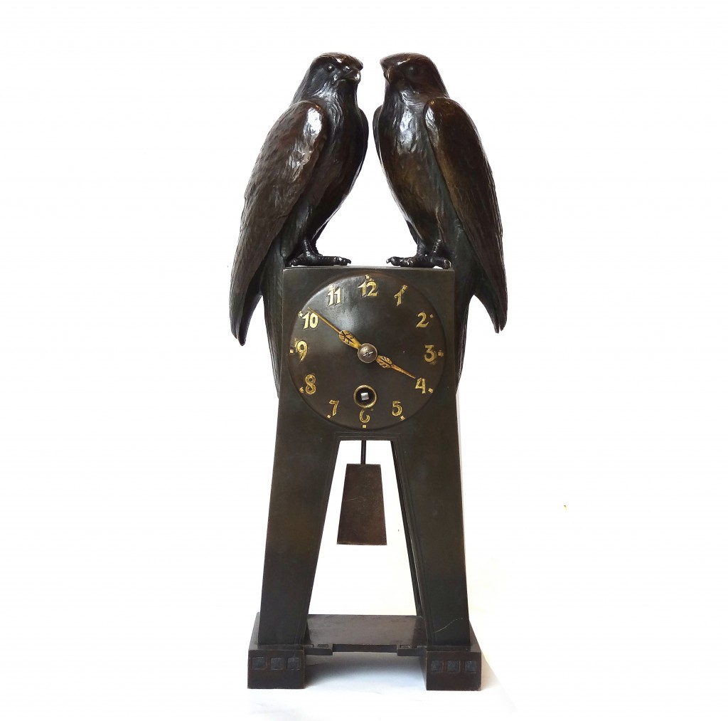 Bronze Falcon Sculpture Mantel Clock, dated 1906 Carlton Clocks