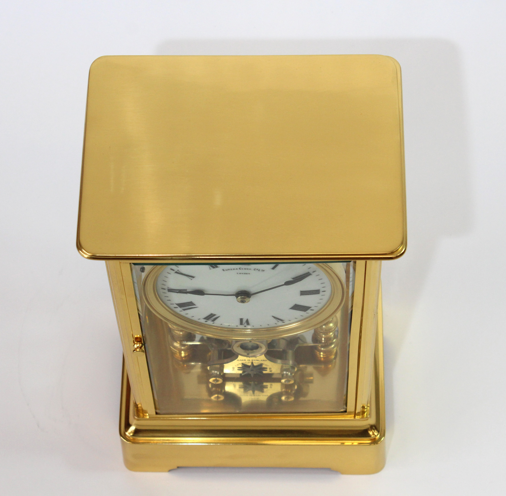 Eureka Gilded brass Four Glass Electric Clock Carlton Clocks