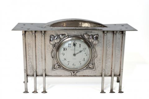 Silvered-Hammered-copper-clock