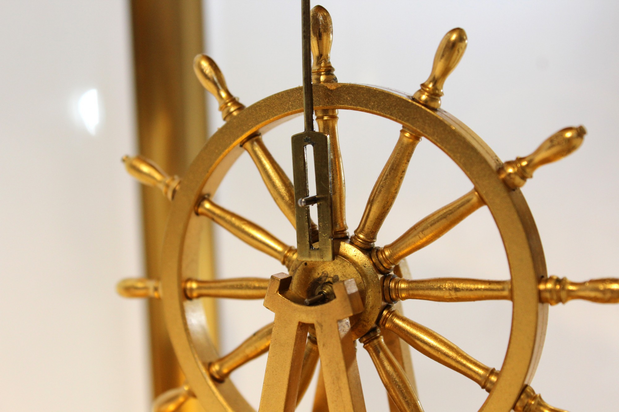 Four Glass Clock with ships wheel pendulum Carlton Clocks