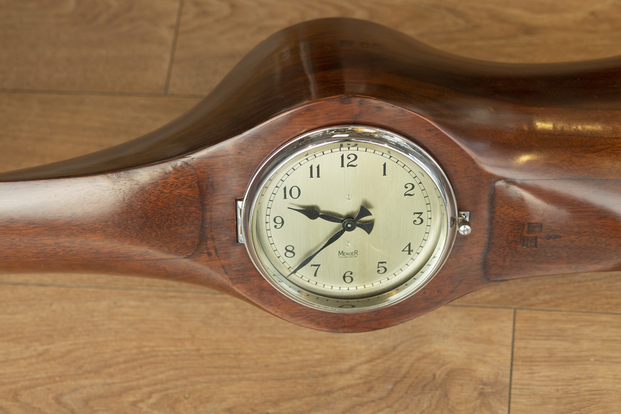WWI Wooden Laminated Propeller & clock Carlton Clocks