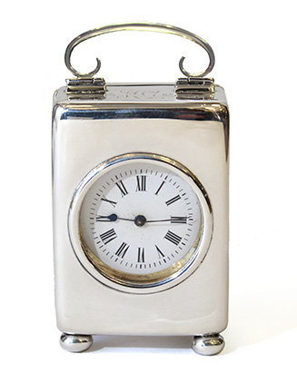 Solid silver carriage clock