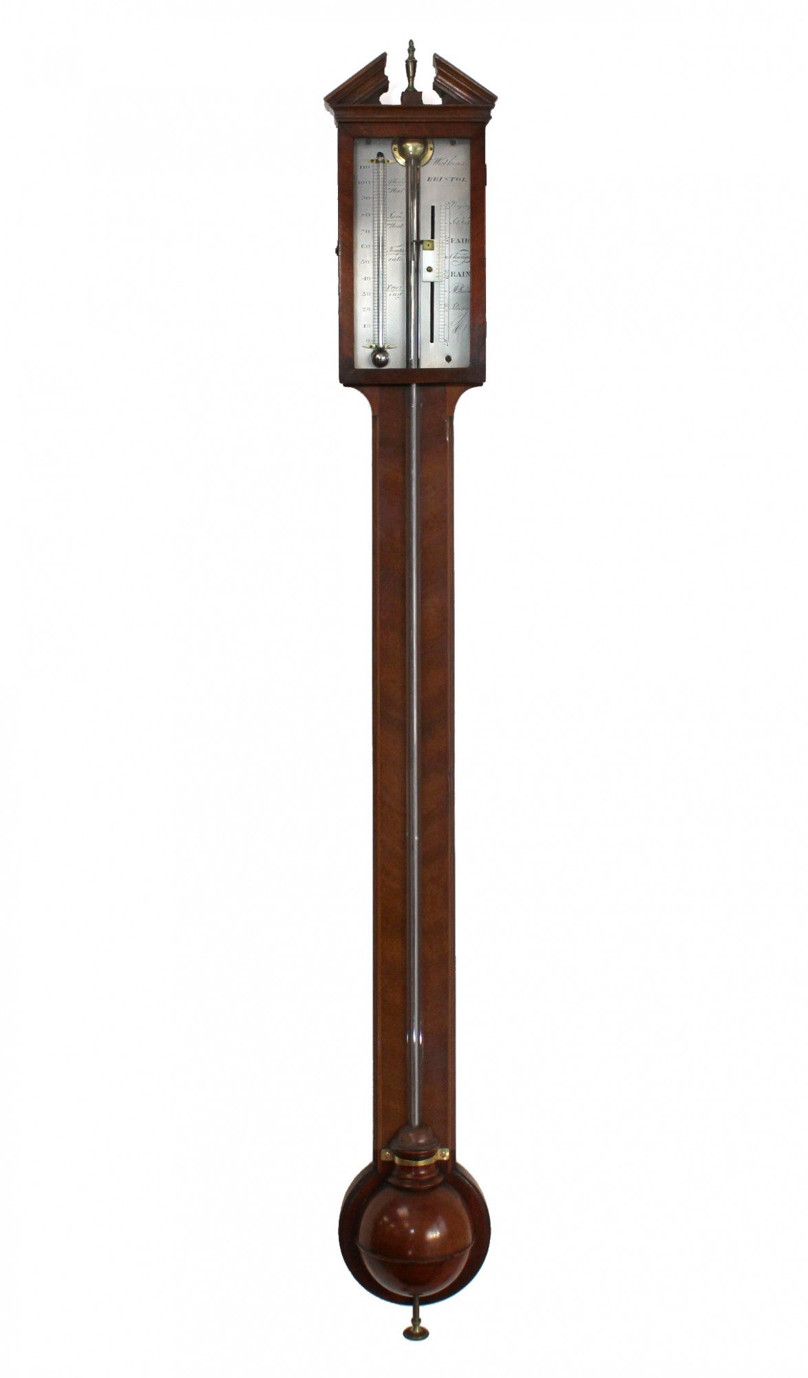 Mahogany Stick Barometer Watkins, Bristol Carlton Clocks