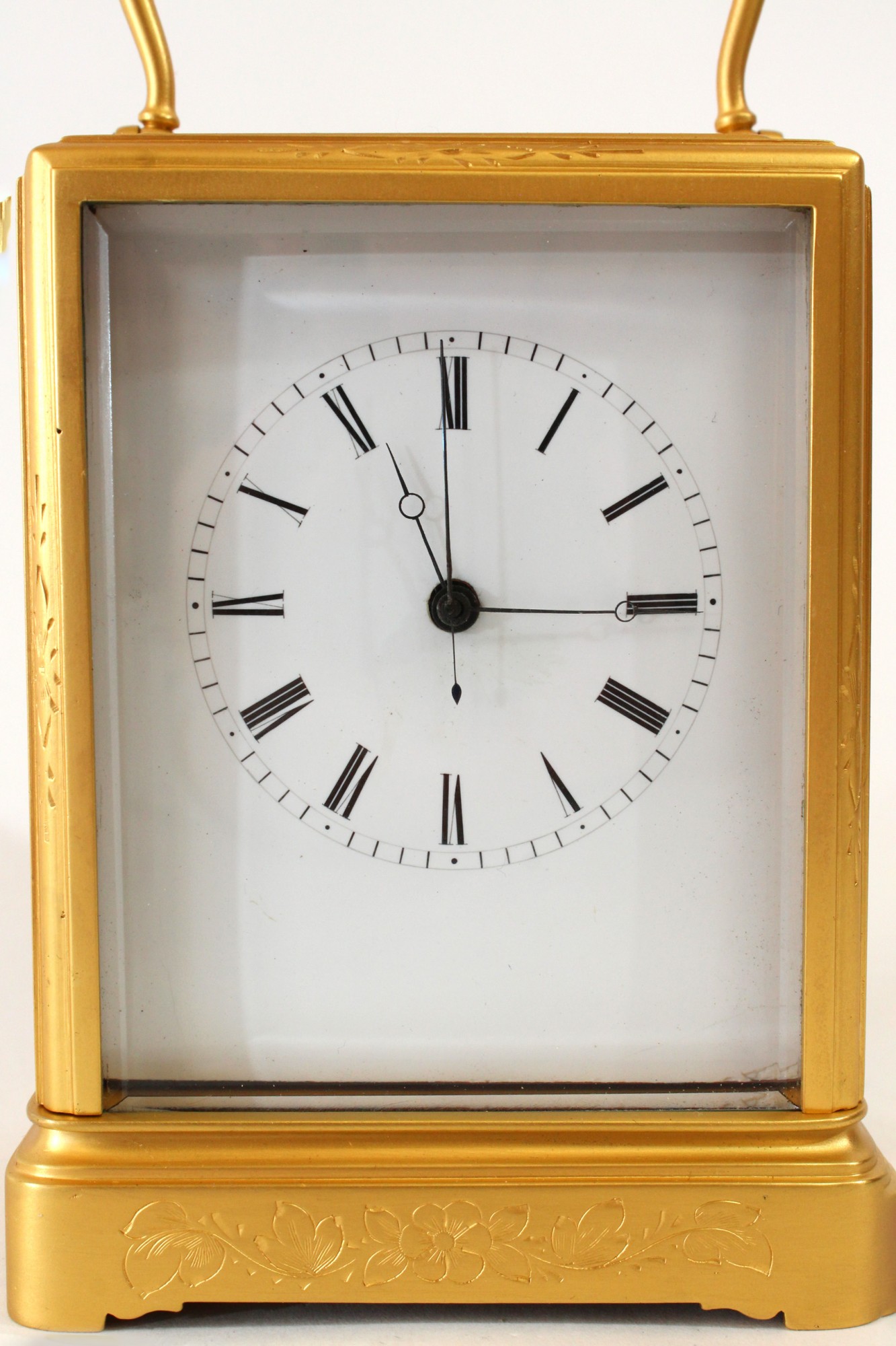 Engraved Carriage Clock with Centre Seconds Carlton Clocks