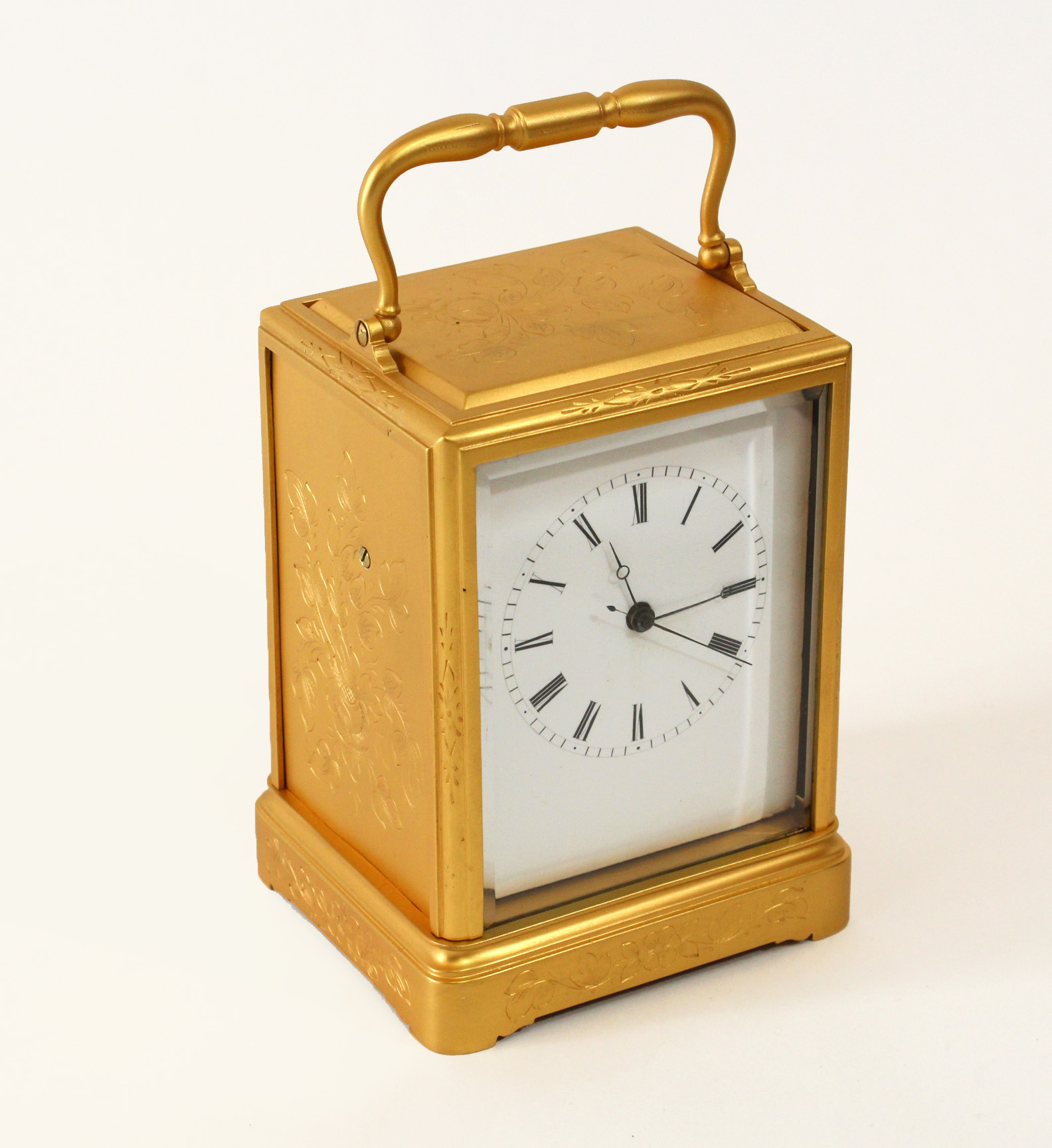Engraved Carriage Clock with Centre Seconds Carlton Clocks