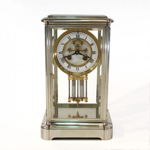 Antique-silver-mantel-clock