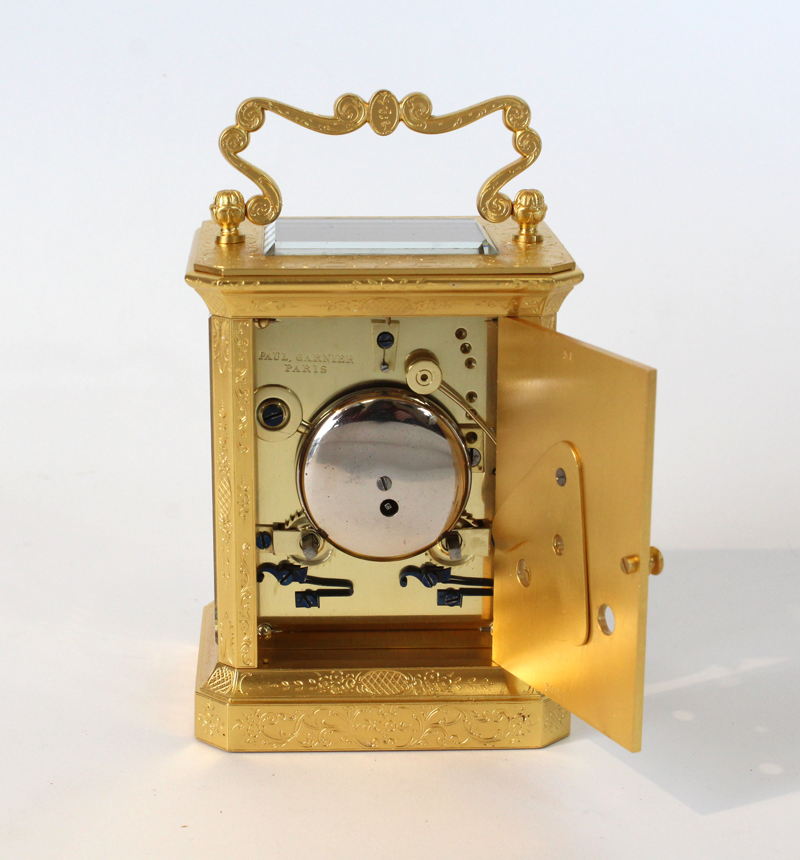 Engraved Carriage clock by Paul Garnier, c.1850s - Carlton Clocks