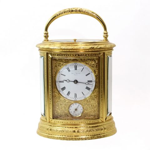 Engraved-Oval-carriage-clock-Drocourt
