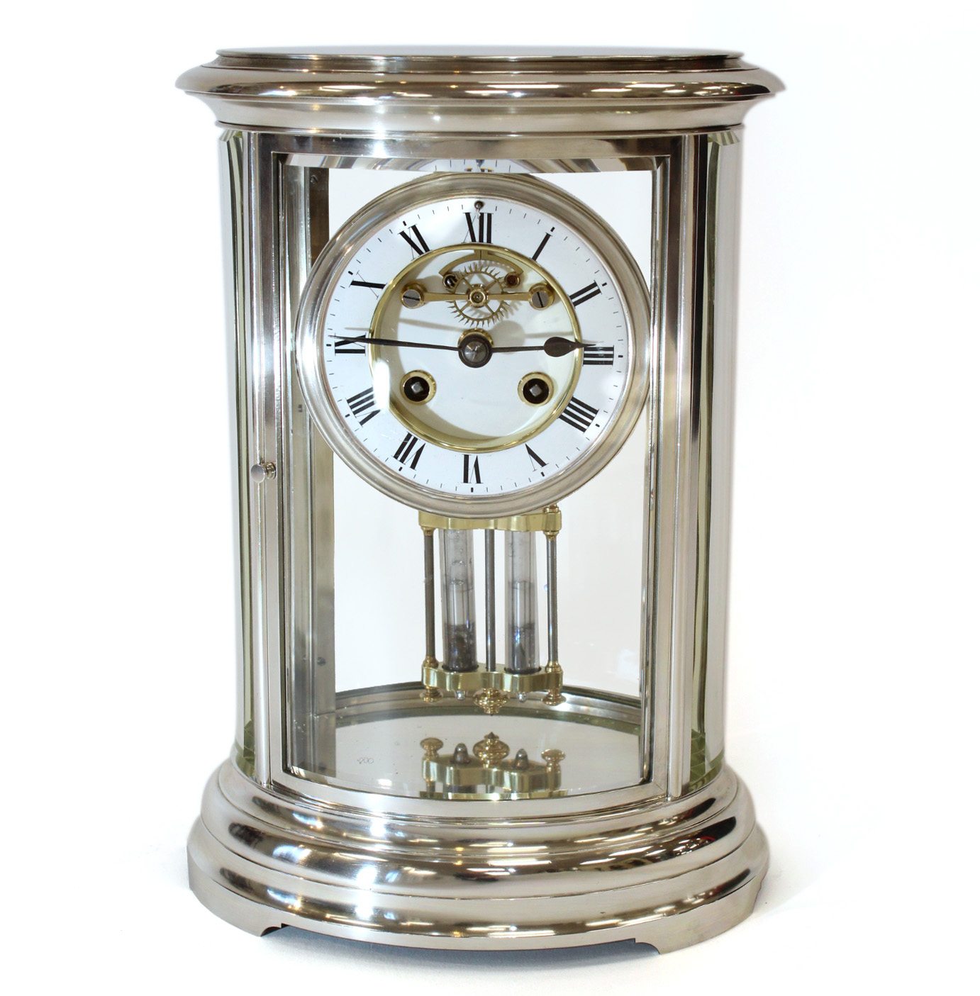 Silverplated Oval Four Glass clock Carlton Clocks