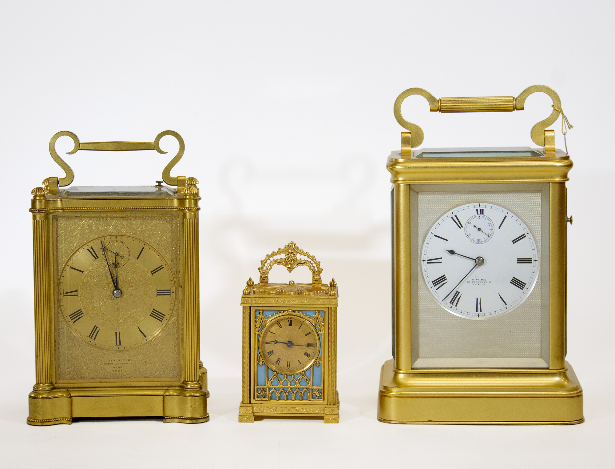 Miniature striking English carriage clock James McCabe Carlton Clocks